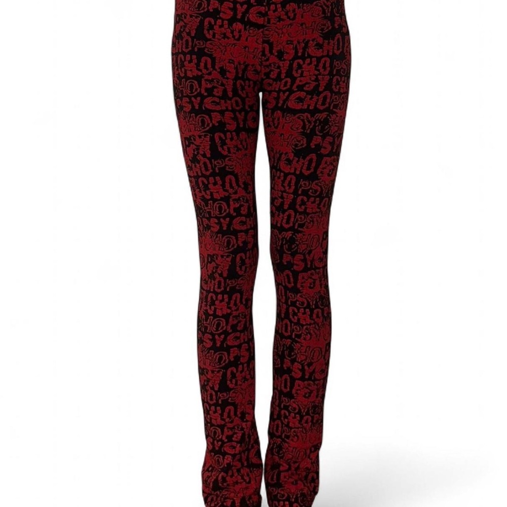 * VINTAGE LIP SERVICE * “PSYCHO” Print Pants, Red and Black.